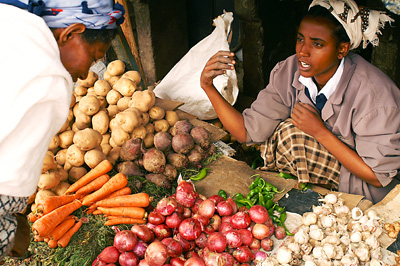 A vegetable market in Africa