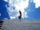 A construction worker in Rostov-on-Don, Russia, helps build a hospital