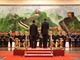 Hu Jintao and Barack Obama at an official arrival ceremony in Beijing