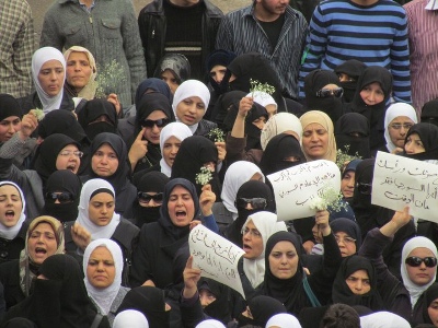 Syrian women protest against the government