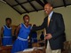 Ghanaian school children with Daniel Yohannes