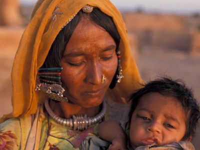 Woman and child in India
