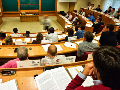 Top view of lecture room at a business school